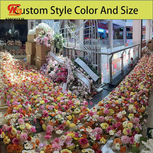 Arco de Flores de Rosa de Seda Artificial Suave, Diseño Asimétrico Naranja, Fondo para Decoración de Bodas con Tamaño Personalizable - Product Image 2