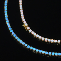Collier ras du cou pour femme en or plaqué de haute qualité avec opale bleue et blanche, style tennis, collection été 2026