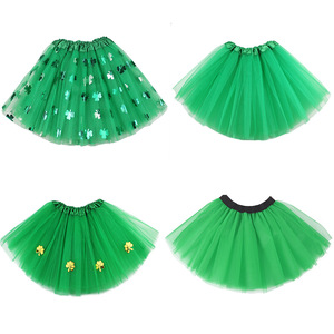 Disfraz de Tutú Verde para Adultos del Día de San Patricio, Conjunto de Falda Tutú con Lazo, Diadema, Tul Esponjoso y Trébol para Niña - Product Image 6