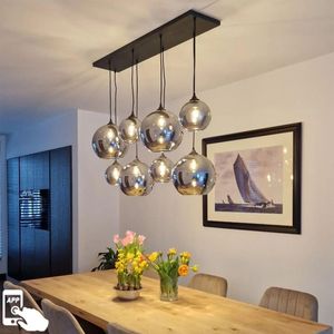 Lampe suspendue Art déco nordique verre fumé 8 lumières salon lustre en verre soufflé à la main verre pour salle à manger - Product Image 4