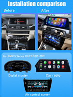 Autoradio Android 13 avec GPS, CarPlay sans fil intégré, écran tactile 12,3 pouces, affichage numérique et commande de climatisation pour BMW Série 5