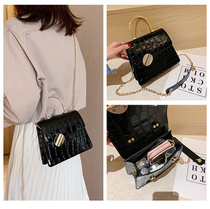 Sacs à main pour femmes en cuir d'alligator de marque, sacs à bandoulière avec chaîne métallique, sacs à main à bandoulière - Product Image 2