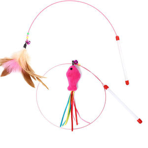 Wholesale Eco-Friendly Catfish Fishing Supplies Teaser Stick Wand <b>Cat</b> <b>Toys</b> Stainless Steel with Feather Mouse <b>Cats</b> <b>Interactive</b> - Product Image 1