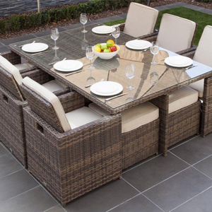 MORE DESIGN Mejor calidad Muebles para el hogar Impermeable Cena Patio Ratán Mimbre Metal Madera Jardín Comedor Mesa al aire libre - Product Image 4