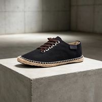Espadrilles décontractées d'été pour hommes, à enfiler, en toile, semelle plate en caoutchouc, bout rond, couleur unie, pour les sorties en plein air et les promenades du week-end