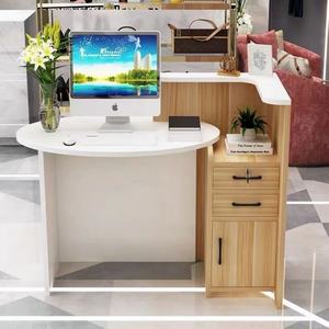 Comptoir de réception moderne en bois avec éclairage LED, personnalisé, pour salon, salle de sport, boutique, hôtel, salon de beauté, spa, blanc, à vendre - Product Image 3