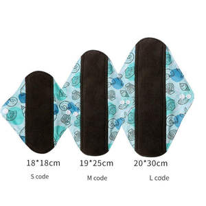 4 Pcs/set Serviettes hygiéniques réutilisables pour l'hygiène menstruelle Kits de confiance Doublure en charbon de bambou Tissu organique lavable - Product Image 4
