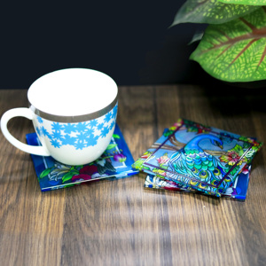 Chất lượng cao rõ ràng Glass Coaster Set với biểu tượng tùy chỉnh phong cách cổ điển Non-Slip Home bar trang trí nội thất bán buôn số lượng lớn cung cấp - Product Image 3