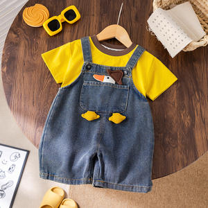 Conjunto de Ropa de Verano para Niños, Camiseta de Manga Corta con Cuello Redondo y Pantalones con Tirantes, Lindo Diseño de <span class=keywords><strong>Ganso</strong></span> en 3D, Conjunto de Ropa para Bebés - Product Image 5