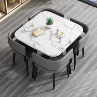 Ensemble de table à manger 4 places avec chaises, mobilier moderne pour restaurant, salle à manger, table à manger carrée en marbre, luxe italien