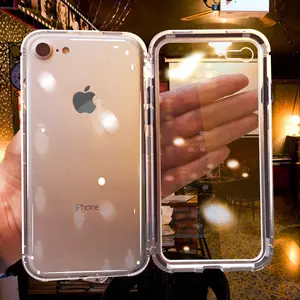 Manyetik adsorpsiyon iPhone için kılıf X temizle temperli cam dahili mıknatıs koruyucu iPhone için kılıf 12 mini 13 pro max