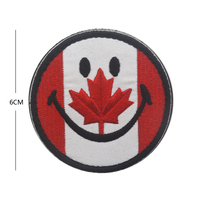 Patch brodé en forme de feuille d'érable canadienne de style campagnard, rouge et blanc, avec visage souriant, différentes formes, à coudre sur sac, chapeau, manteau, bricolage
