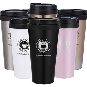 2023 Custom Logo Stock Double Wall Vacuum 500ml Small Matte Coffee Mug Stainless Steel Insulated Travel Tumbler Gift Cup - Product Image 1