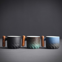 Vente en gros de tasses à thé en céramique de porcelaine vintage de 70 ml, glaçure modifiée au four, tasse à expresso, tasse à café, logo personnalisé en bois, couleur personnalisée