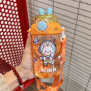 C224 nouveau été de qualité alimentaire école paille tasses <span class=keywords><strong>lapin</strong></span> Portable en plastique enfants bouteille d'eau Style dessin animé mignon tasses à eau - Product Image 4