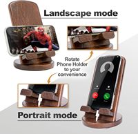 Support de téléphone mural élégant en bambou pour table de chevet et bureau, cadeau de bureau portable, compatible avec les téléphones iPhone et Android