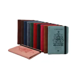 Capa para passaporte com logotipo canadense, logotipo personalizado, presente elegante, couro PU, carteira para passaporte e cartões SIM, porta-passaporte familiar em couro