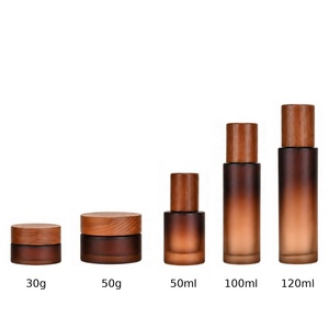 ขวดปั๊มโลชั่นแก้วสีชาขุ่นคุณภาพสูง ยี่ห้อ YAN Packaging ขนาด 30 กรัม 50 กรัม 100 มล. พร้อมฝาไม้ไผ่ สำหรับครีมกลางคืน - Product Image 4