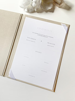Porte-certificat de mariage de luxe, dossier souvenir en lin, couverture rigide embossée, folio A4, rangement de documents avec ruban