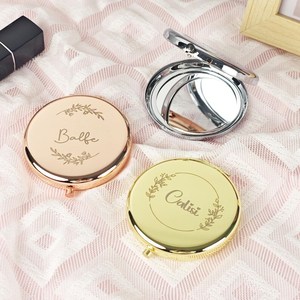 Personalized Metal Compact Mirrors Baby Baptism Favor Custom Engraved Pocket Makeup Mirror Christening Souvenir for Guest