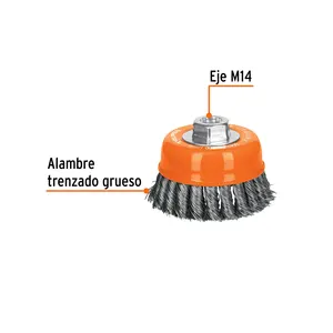 Truper 4 'Alambre Trenzado Grueso spazzole per la pulizia con M14 albero confezionato in una scatola di 4 unità - Product Image 2