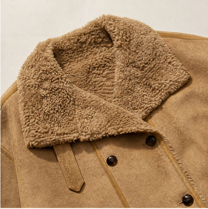 Vintage Lapel Faux Suede Short Coat, 30% Wool Composite Lining Thick Windproof Women Aviator <strong>Jacket</strong> - Product Image 4