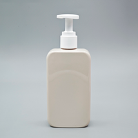 Flacons cosmétiques en plastique beiges brillants avec pompe, bouteilles carrées pour shampoing, personnalisables en PCR