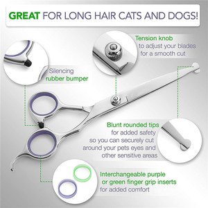 Ensemble de ciseaux professionnels pour toilettage des animaux de compagnie, 7 pièces, en acier inoxydable, outils de coupe de poils pour chiens avec peigne pour chiens Teddy - Product Image 5