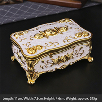 Boîte décorative vintage européenne en alliage de zinc avec motif rose en relief, ornement de bureau, boîte de rangement, décoration de mariage, décoration de la maison, cadeau