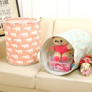 <b>Collapsible</b> Laundry Baskets Round Cotton Linen <b>Storage</b> Organizer For Clothes Closet Home Use - Product Image 4
