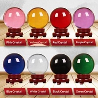 Boule Lumineuse Ronde en Cristal Transparent Couleur Unie Cuite au Four pour Décoration Maison, Bureau, Cadeau d'Affaires, Emballage en Boîte Cadeau, Vente en Gros
