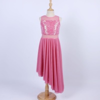 Robe de danse latine en dentelle rose bonbon, maille extensible douce, tenue de danse pour fille, costume de danse lyrique brillant à paillettes pour adulte, performance scénique