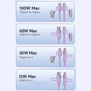 Khuyến Mại 100W Pd Nhanh Chóng Sạc 4-Trong-<span class=keywords><strong>1</strong></span> Có Thể Thu Vào Cáp Dữ Liệu <span class=keywords><strong>8</strong></span> Pin Điện Thoại Di Động Biểu Tượng Cáp Đồng Nguyên Chất Liệu Cho Máy <span class=keywords><strong>In</strong></span> - Product Image 2