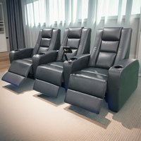 Sofá Personalizado para Cine en Casa, Asientos de Cuero Genuino, Silla Reclinable Eléctrica con Soporte para Tablet, para Sala de Cine Privada