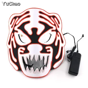 Halloween Scary <strong>Tiger</strong> PVC <strong>Mask</strong> Nightclub Disco Light Decorative EVA Headgear Cosplay Party Face Accessory Halloween Accessory - Product Image 4