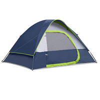 Carpa Domo para Acampar al Aire Libre, para 2-4 Personas, 4 Estaciones, Impermeable, Resistente al Viento, con Cubierta para Lluvia, Apertura Automática Rápida, Portátil