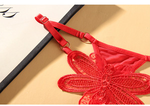 Calzoncillos eróticos de mariposa para mujer, Tanga de chicas muy calientes, Tanga de látex bordado, Tanga de perlas Sexy, Hipster con espalda en T abierta - Product Image 5