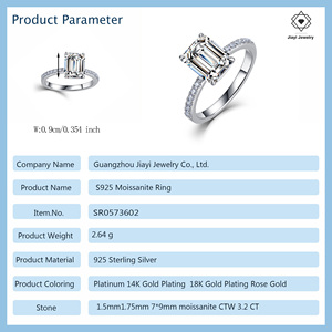 Bague de fiançailles solitaire en moissanite taille émeraude de luxe 3,2 CTW en argent sterling S925 avec tige pavée, bijoux raffinés - Product Image 2