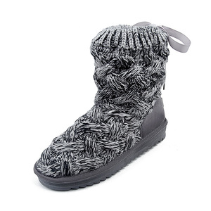 Stivali da Neve Alti da <span class=keywords><strong>Donna</strong></span> in Maglia con Fiocco, Caldi e Felpati, <span class=keywords><strong>Stivaletti</strong></span> Invernali Antiscivolo con Suola Piatta, Scarpe alla Moda in Misto Lana - Product Image 3