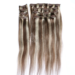 Extensiones de Cabello Humano Remy Chino 100% al por Mayor, con Clip, Cutícula Alineada, Doble Trama, Suaves, Sin Caída, Color Claro, Liso Natural. - Product Image 2