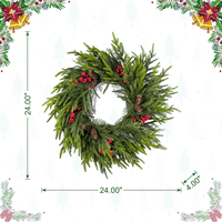 60CM Luxe Eco-vriendelijke Volledig PE Kerstkrans, Handgemaakte Kerstkrans met Dennenappels voor Binnendeurdecoratie