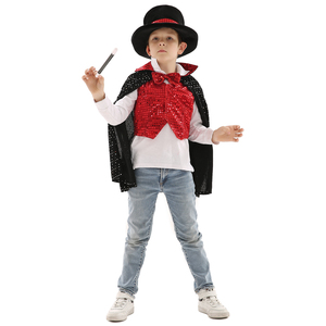 Divertido Disfraz de <span class=keywords><strong>Mago</strong></span> para Niños, Disfraz de Halloween para Niños, con Top Negro de Poliéster, Unisex, Cómodo, para TV y Cine - Product Image 2