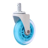 Roulettes de remplacement en caoutchouc transparent bleu de 75 mm (3 pouces) pour chaises de bureau, silencieuses, en acier, vente en gros, directement de l'usine