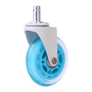 Roulettes de remplacement en caoutchouc transparent bleu de 75 mm (3 pouces) pour chaises de bureau, silencieuses, en acier, vente en gros, directement de l'usine - Product Image 5