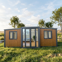 Maison conteneur extensible de 20 pieds, grain de bois, préfabriquée, modulaire, mobile, pliable, petite maison pour habitation