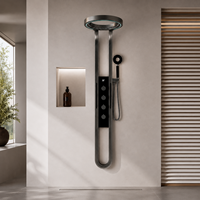 Colonne de douche murale multifonctionnelle pour salle de bain avec fonction pluie, mitigeur, cascade et panneau de douche LED