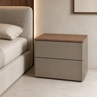 Table de chevet moderne en bois à 2 tiroirs, écologique et durable, table d'appoint gris fumé pour chambre à coucher, salon, hôtel
