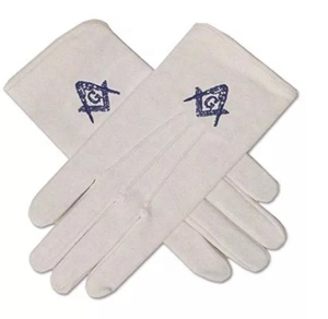 Guantes de regalia masónicos de cuero blanco, personalizados, baratos - Product Image 4