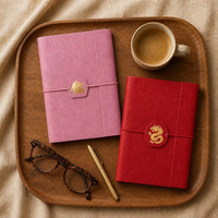 Carnet de voyage en cuir PU avec logo personnalisé, fermeture élastique de luxe, ornement métallique, cadeau d'affaires personnalisé