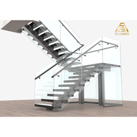 Coût des escaliers flottants à monolamellier en acier inoxydable droit, design élégant, couleur personnalisée